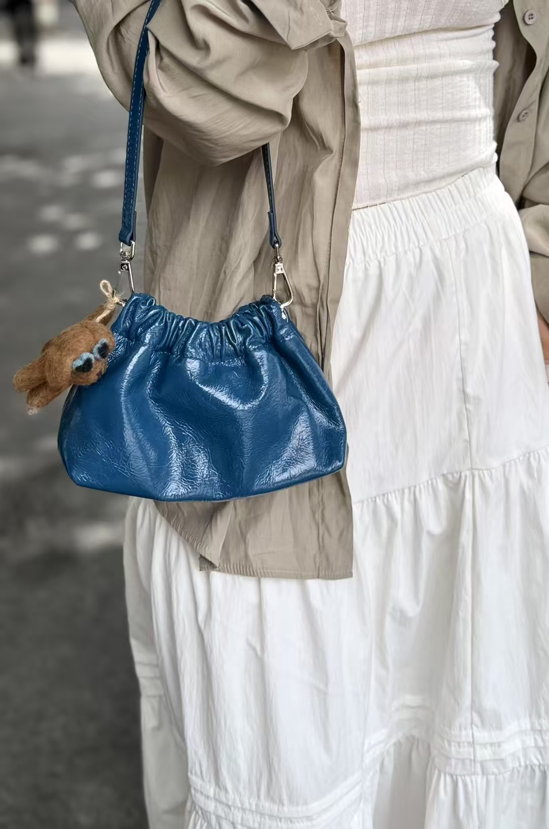 Small Gold Ball Top-Grain Cowhide Chain Single-Shoulder Crossbody Bag Shoulder leather Bag