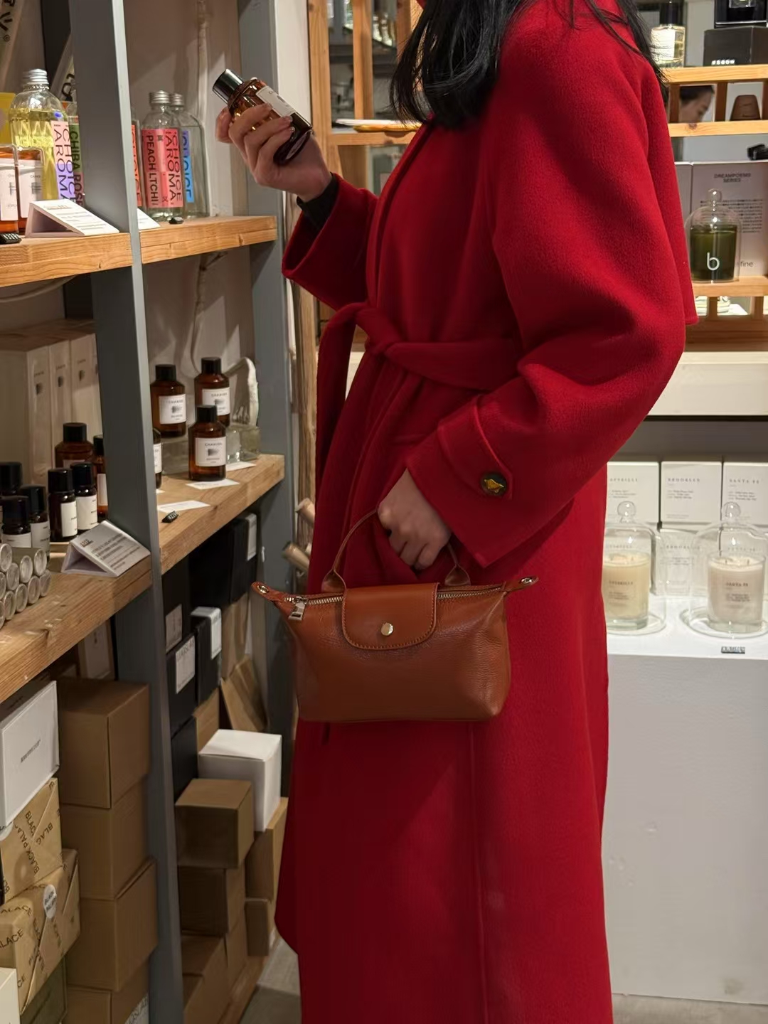 Top-Grain Oil-Waxed Cowhide Small Dumpling Bag genuine leather handbag shoulder bag