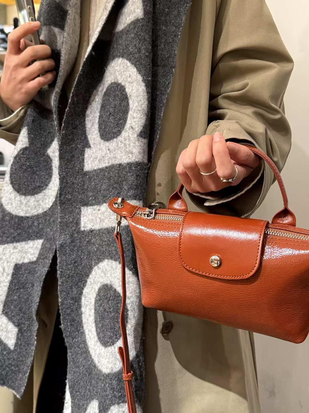 Top-Grain Oil-Waxed Cowhide Small Dumpling Bag genuine leather handbag shoulder bag