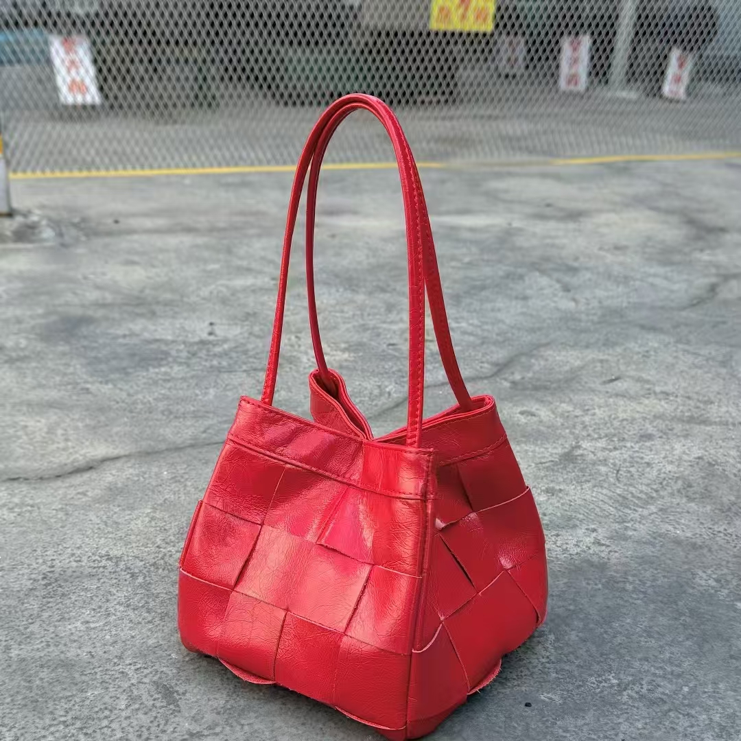Top-Grain Oil-Waxed Cowhide Woven Small Square Bag genuine leather shoulder bag Cross body bag