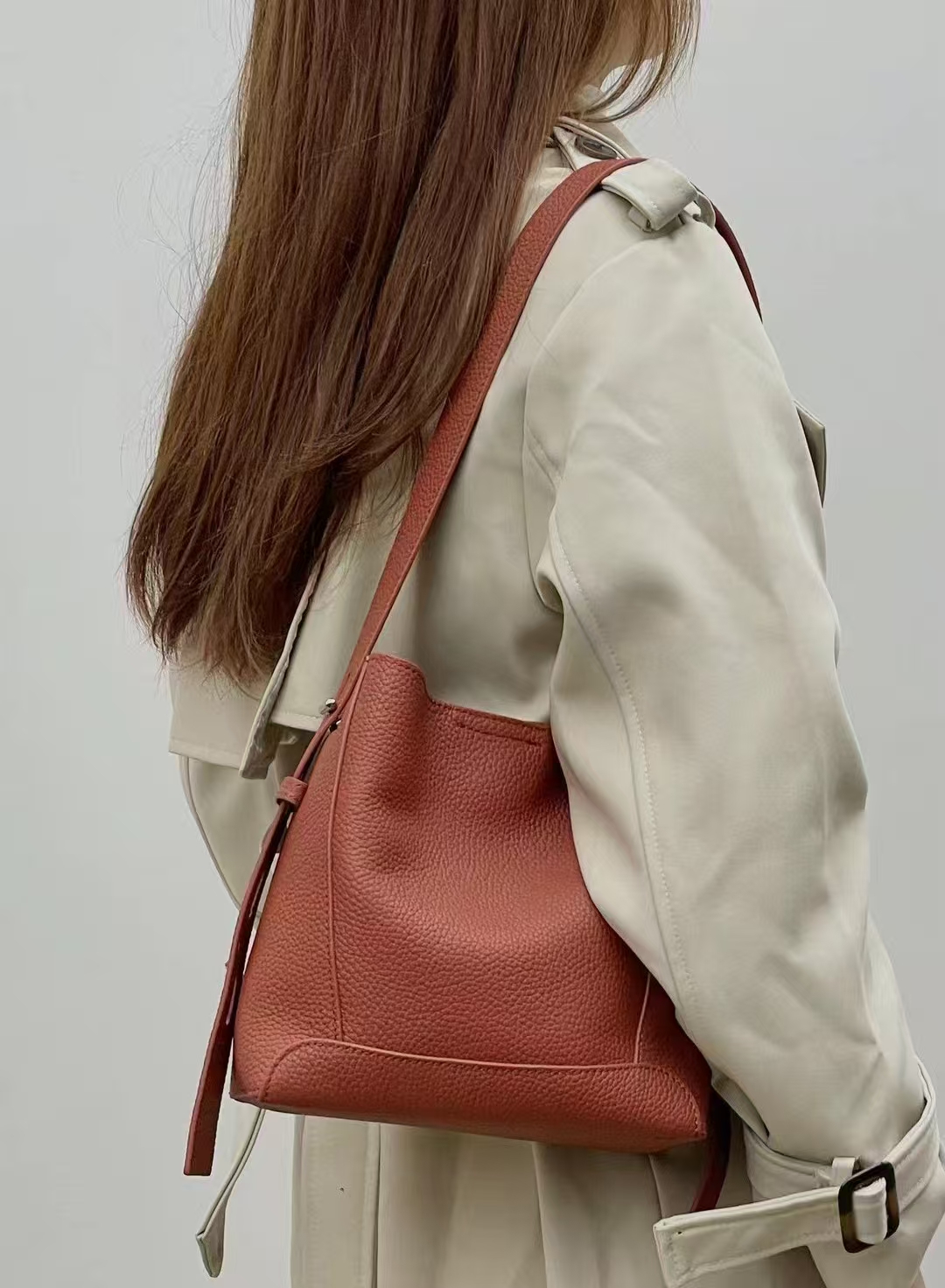 First-layer full-grain cowhide crossbody bag Women's  genuine leather should bag