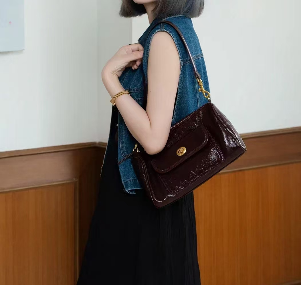 Top-grain Full-grain Cowhide Single shoulder and Cross body Bag Vintage genuine leather should bag