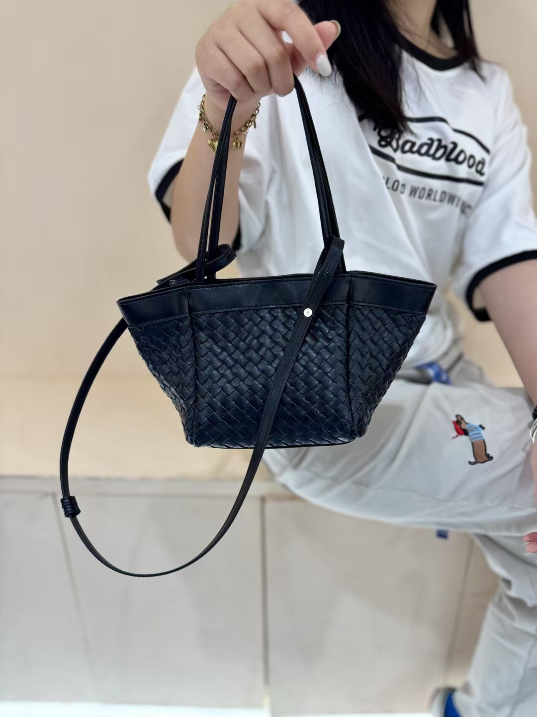 Sheepskin Woven Small Square Bag genuine leather Vegetable basket handbag should bag crossbody bag