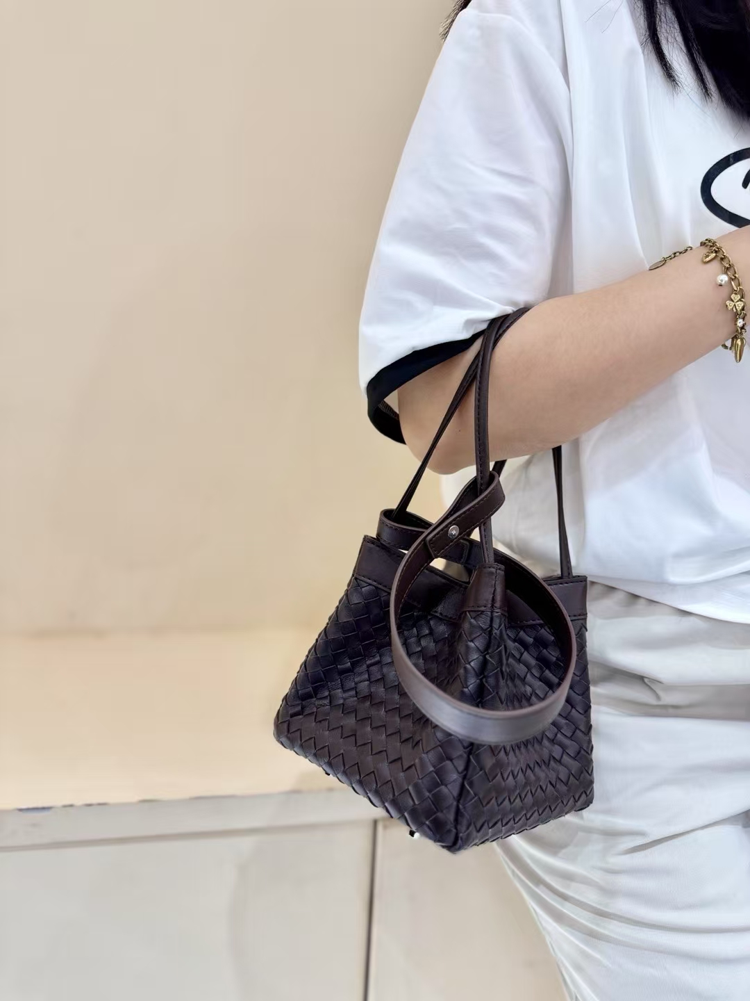 Sheepskin Woven Small Square Bag genuine leather Vegetable basket handbag should bag crossbody bag
