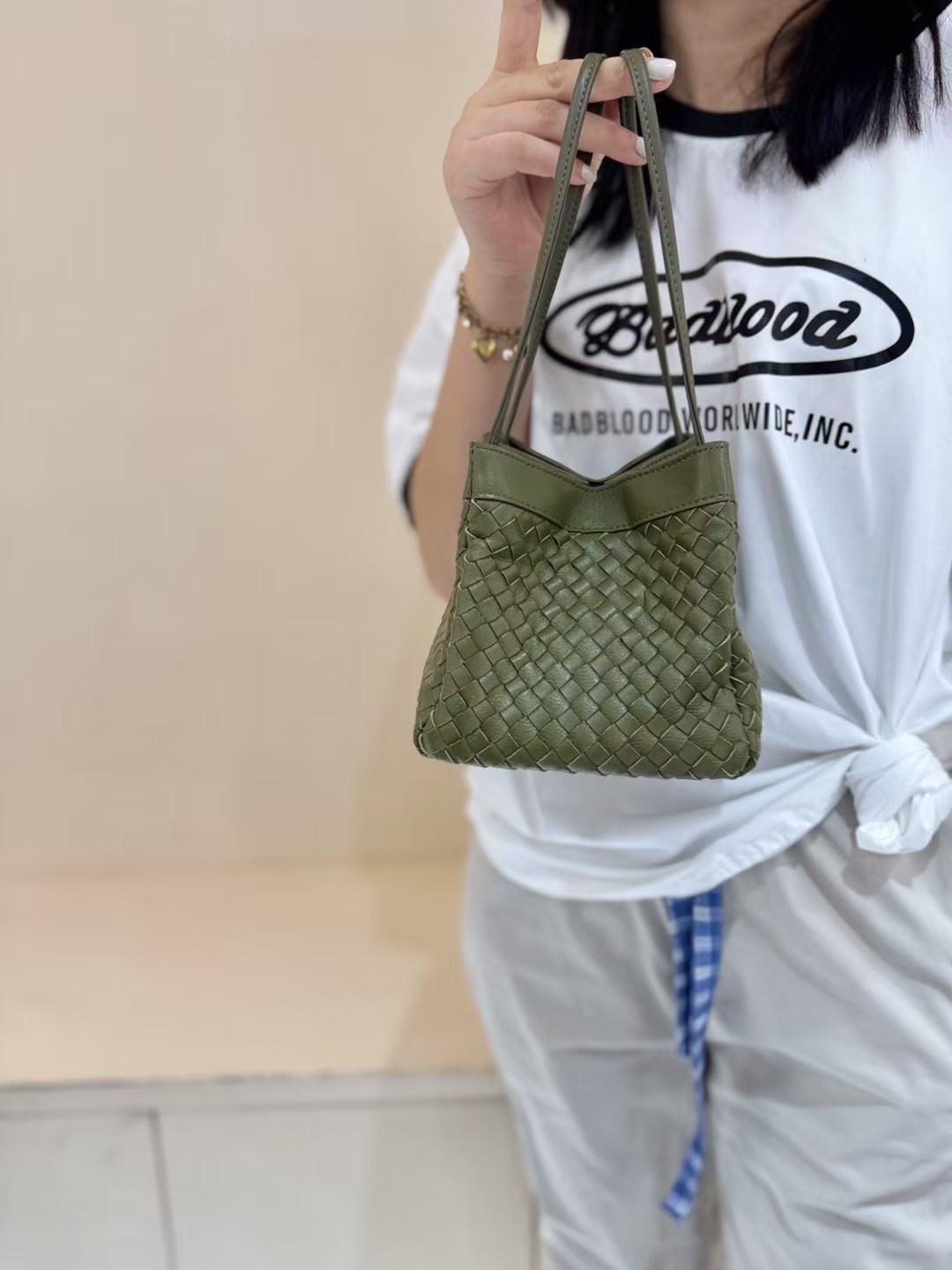 Sheepskin Woven Small Square Bag genuine leather Vegetable basket handbag should bag crossbody bag