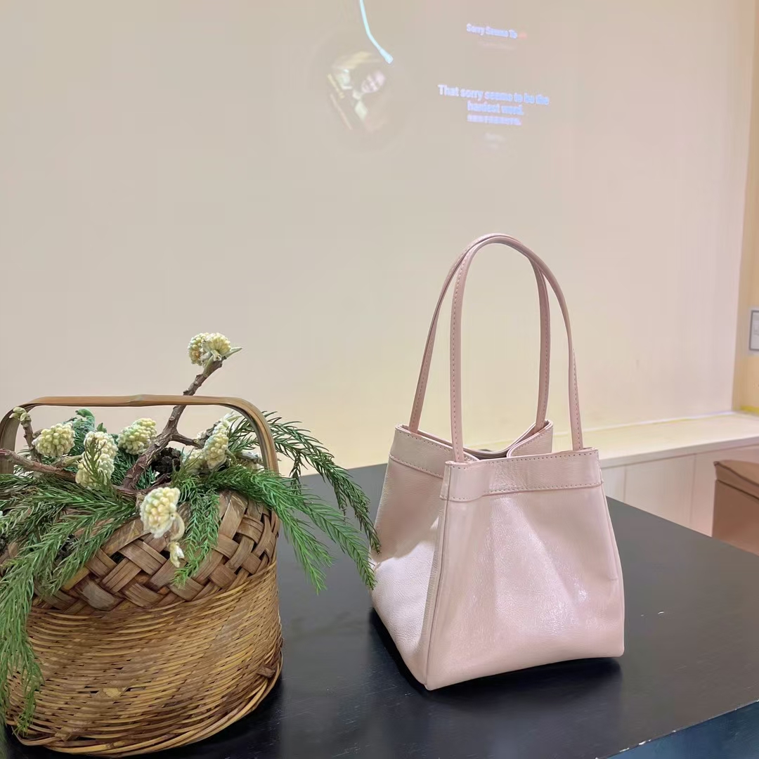 Top-grain Oil-Waxed Cowhide Small Square Basket Bag genuine leather should crossbody bag