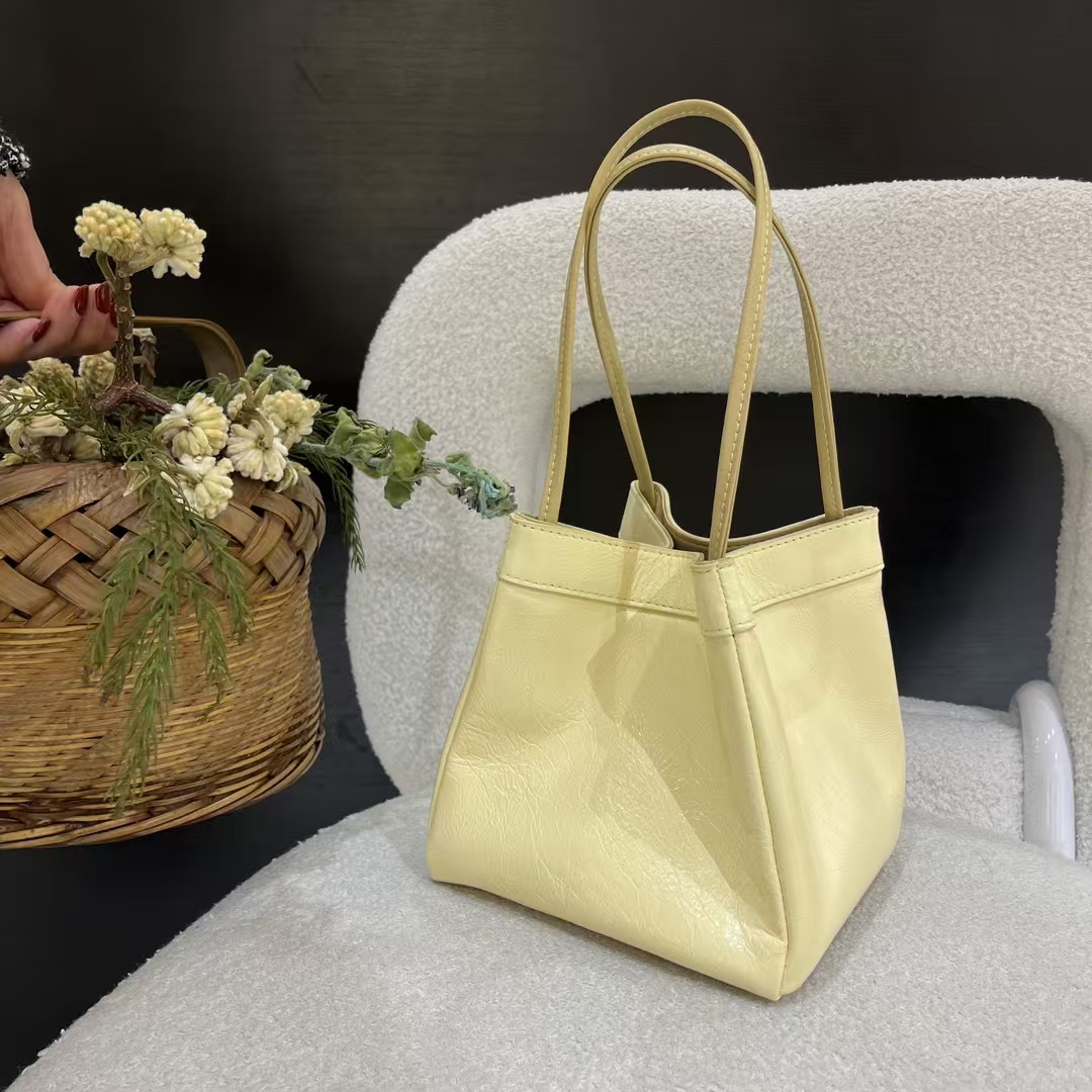 Top-grain Oil-Waxed Cowhide Small Square Basket Bag genuine leather should crossbody bag