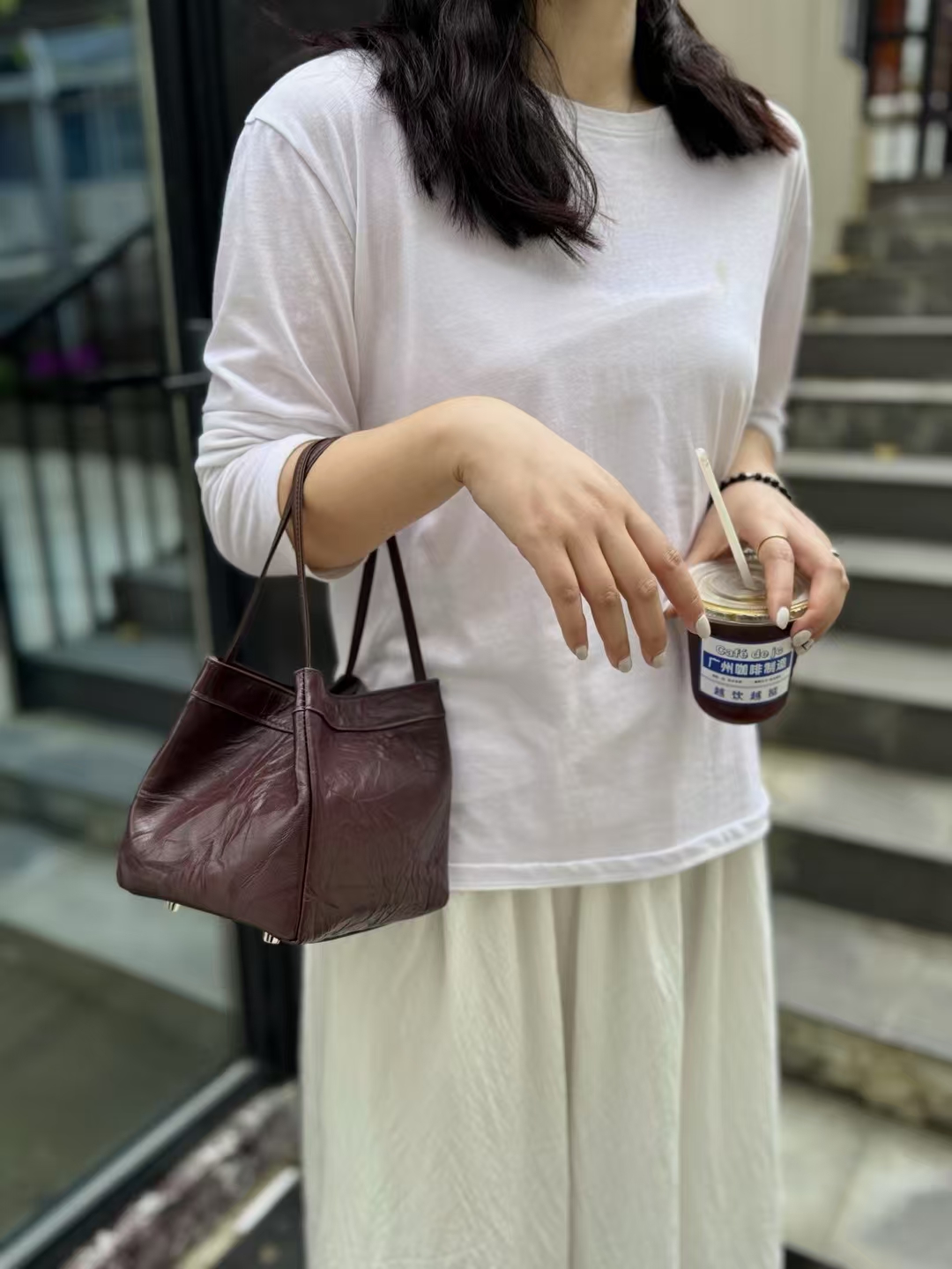 Top-Grain Cowhide Hand-Grabbed Texture Basket-Style  Small Square Bag genuine leather handbag shoulder bag