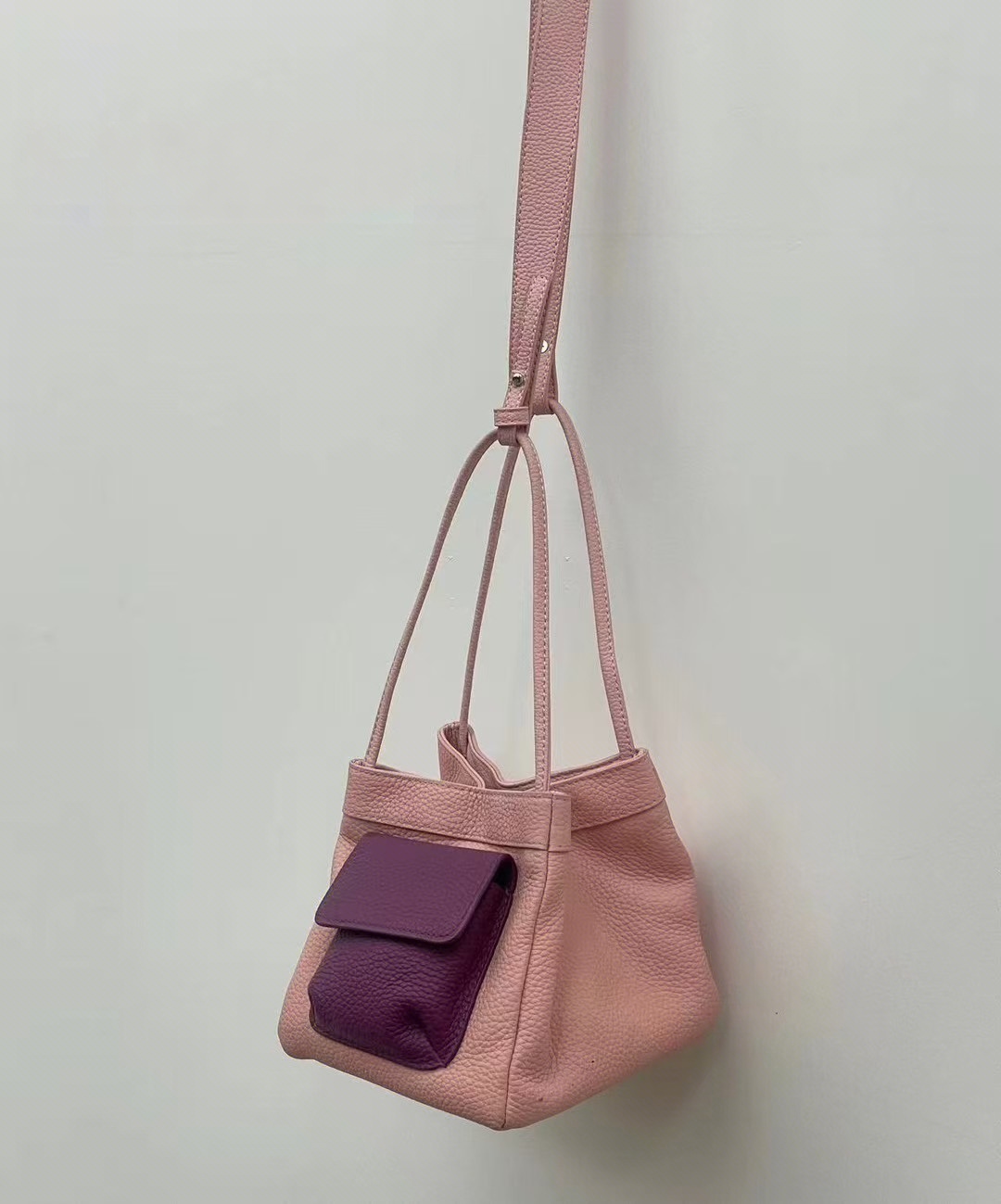 Top-Grain Full-Grain Cowhide Pocket Bag genuine leather handbag crossbody shoulder bag