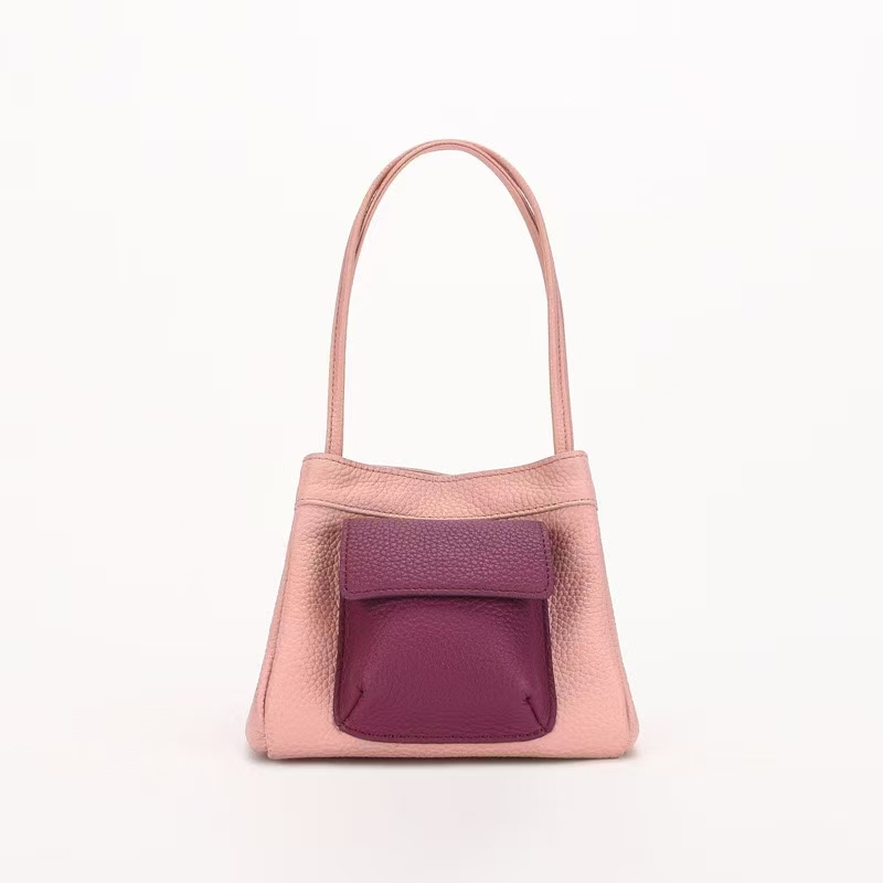 Top-Grain Full-Grain Cowhide Pocket Bag genuine leather handbag crossbody shoulder bag