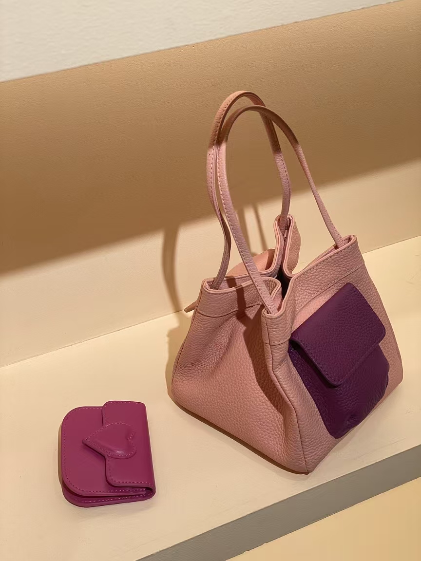 Top-Grain Full-Grain Cowhide Pocket Bag genuine leather handbag crossbody shoulder bag