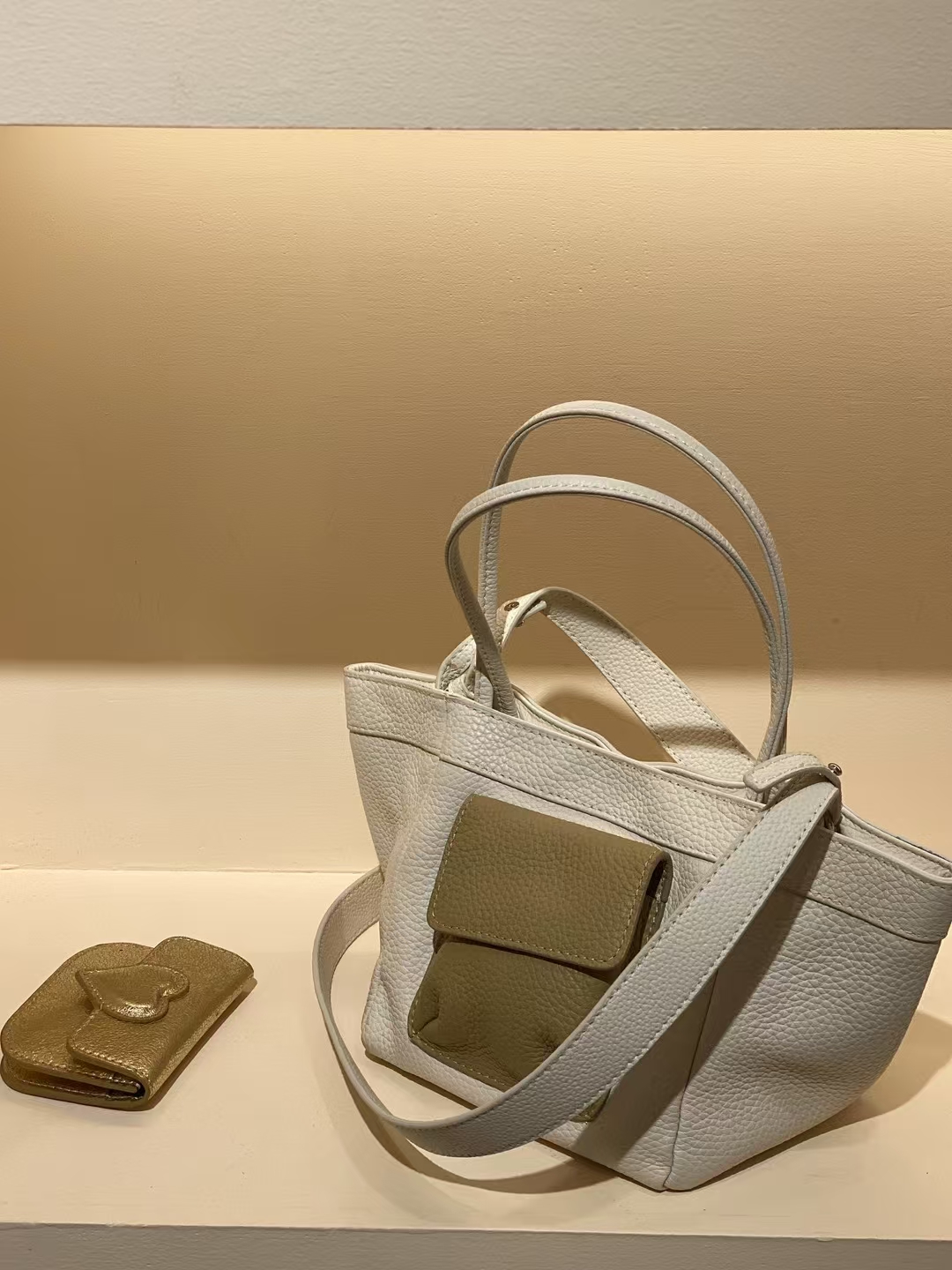 Top-Grain Full-Grain Cowhide Pocket Bag genuine leather handbag crossbody shoulder bag