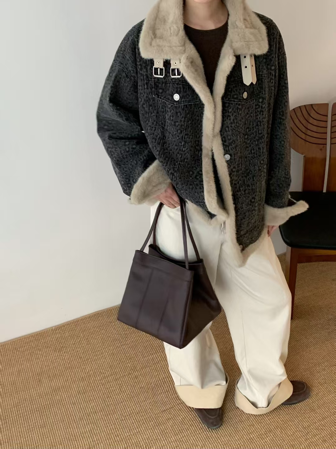 Top-Grain Cowhide Large Square Tote Basket Handbag genuine leather shoulder bag crossbody bag