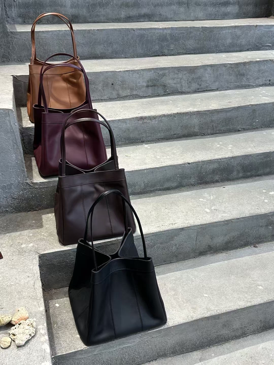 Top-Grain Cowhide Large Square Tote Basket Handbag genuine leather shoulder bag crossbody bag