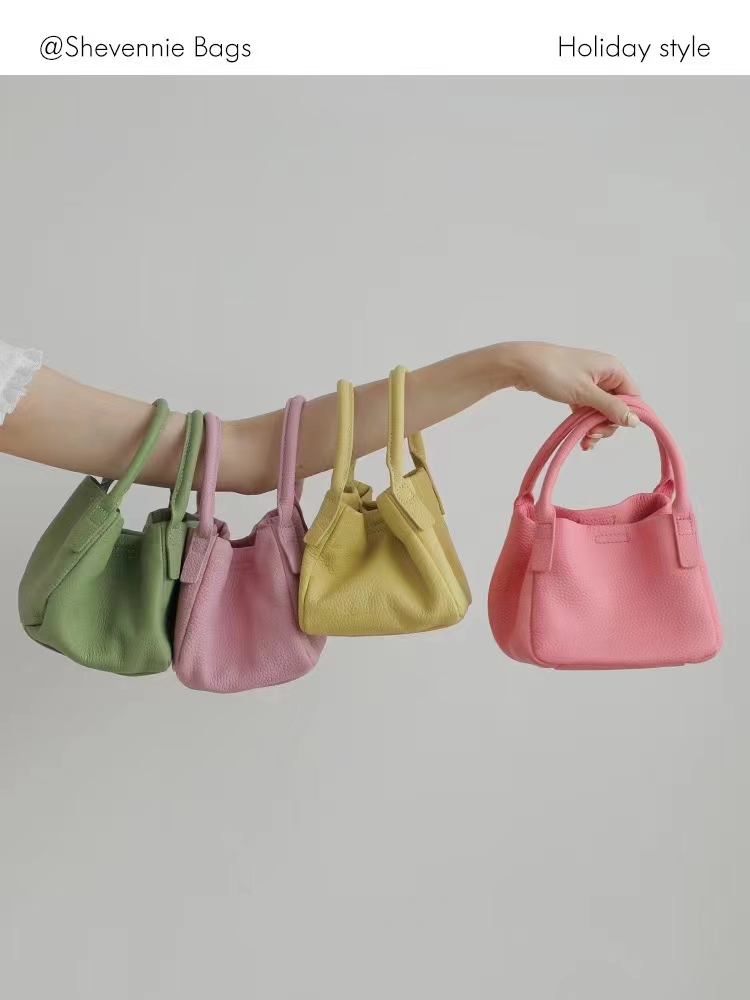 Top-Grain Full-Grain Cowhide Basket-Style Handheld Crossbody Bag genuine leather handbag shoulder bag