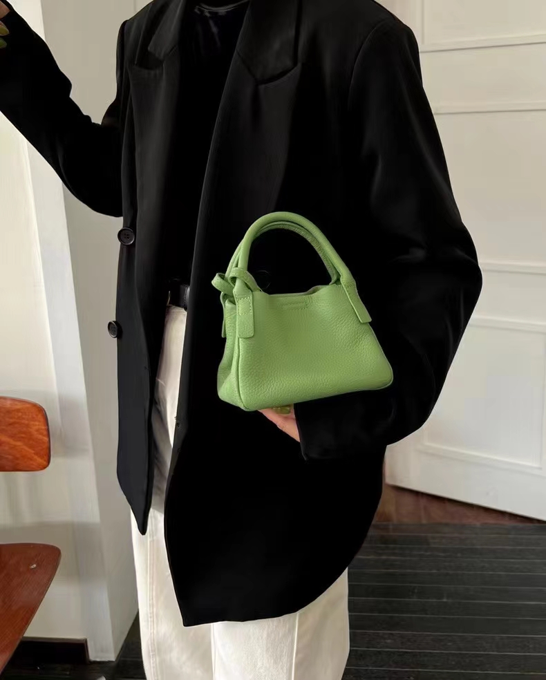 Top-Grain Full-Grain Cowhide Basket-Style Handheld Crossbody Bag genuine leather handbag shoulder bag