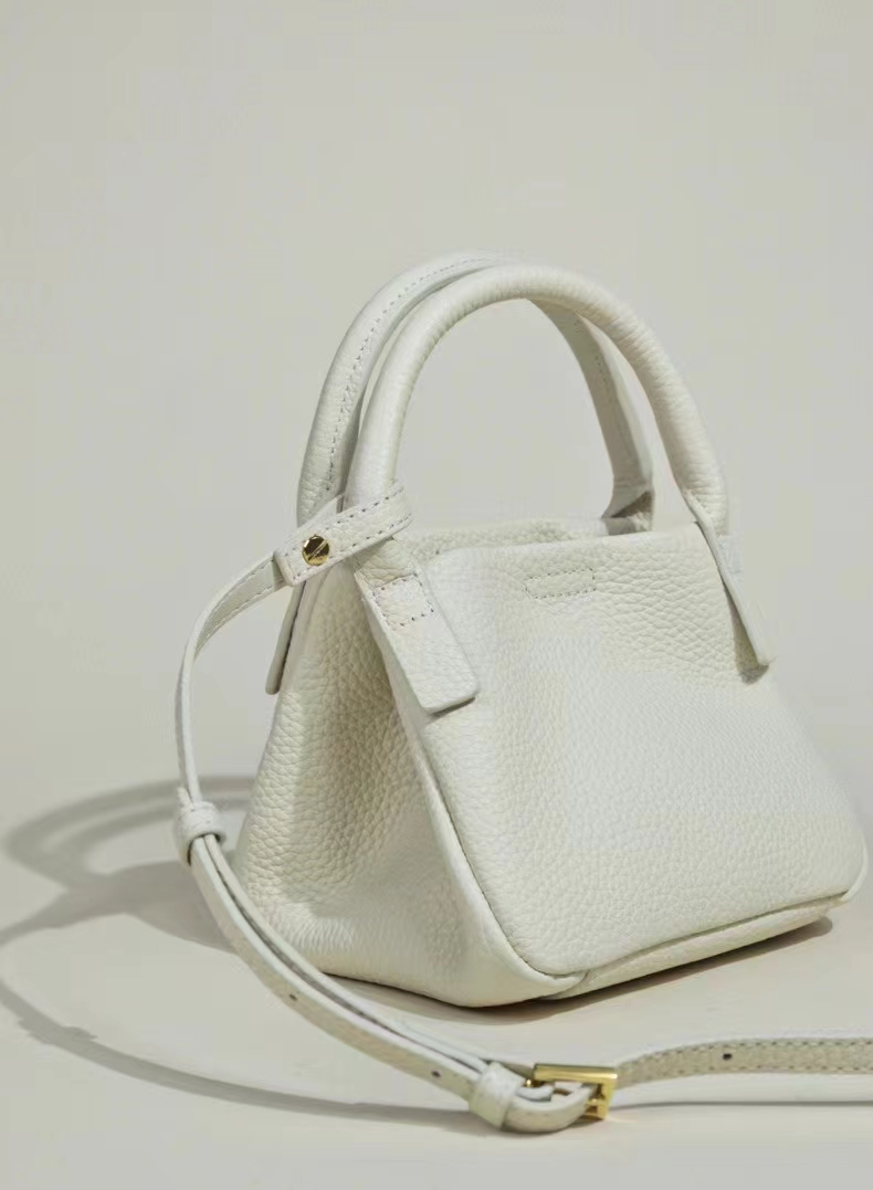 Top-Grain Full-Grain Cowhide Basket-Style Handheld Crossbody Bag genuine leather handbag shoulder bag