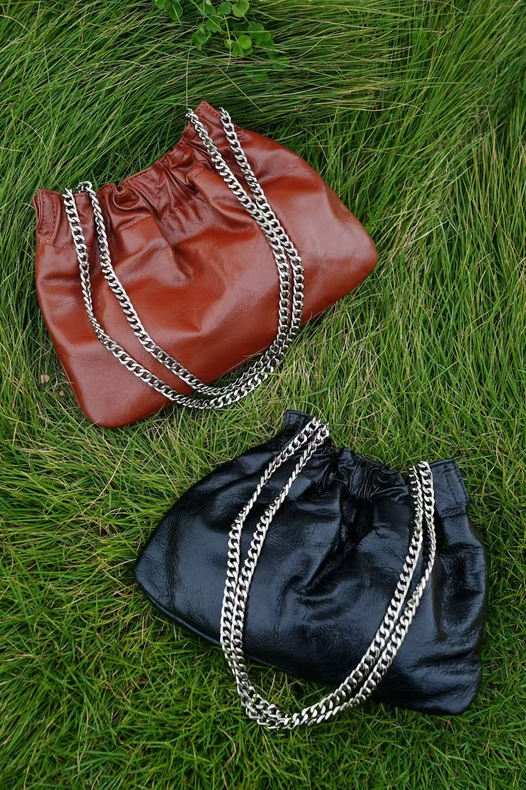 Top Grain Oil-Waxed Cowhide Pleated Bag genuine leather shoulder bag women's fashion shoulder bag