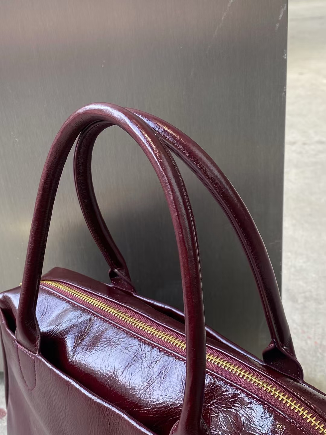 Top-Grain Oil-Waxed Cowhide Handheld genuine leather Tote Bag work bag handbag