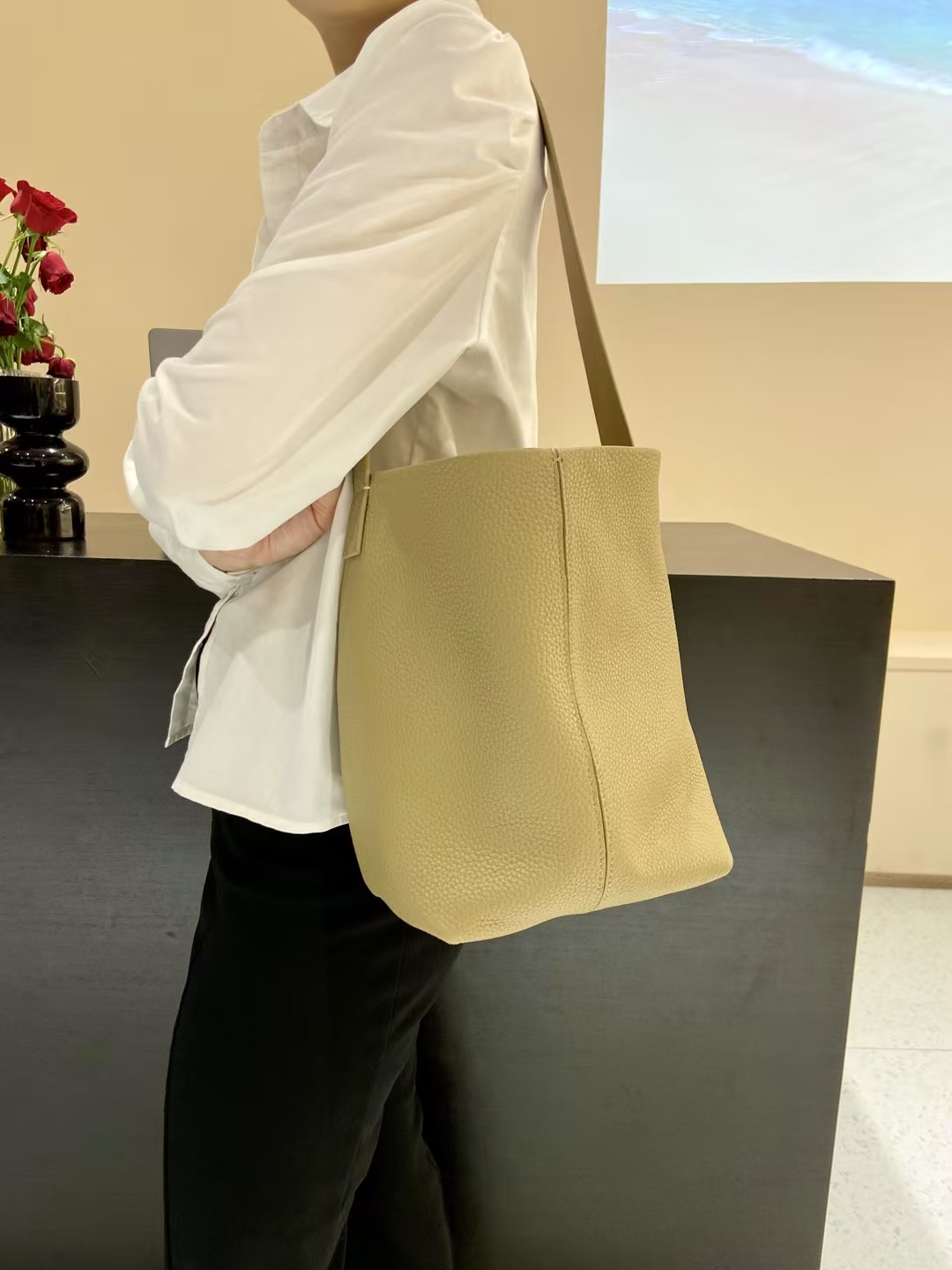 Top-Grain Full-Grain Cowhide Bucket Bag (with Inner Pouch) genuine leather shoulder bag