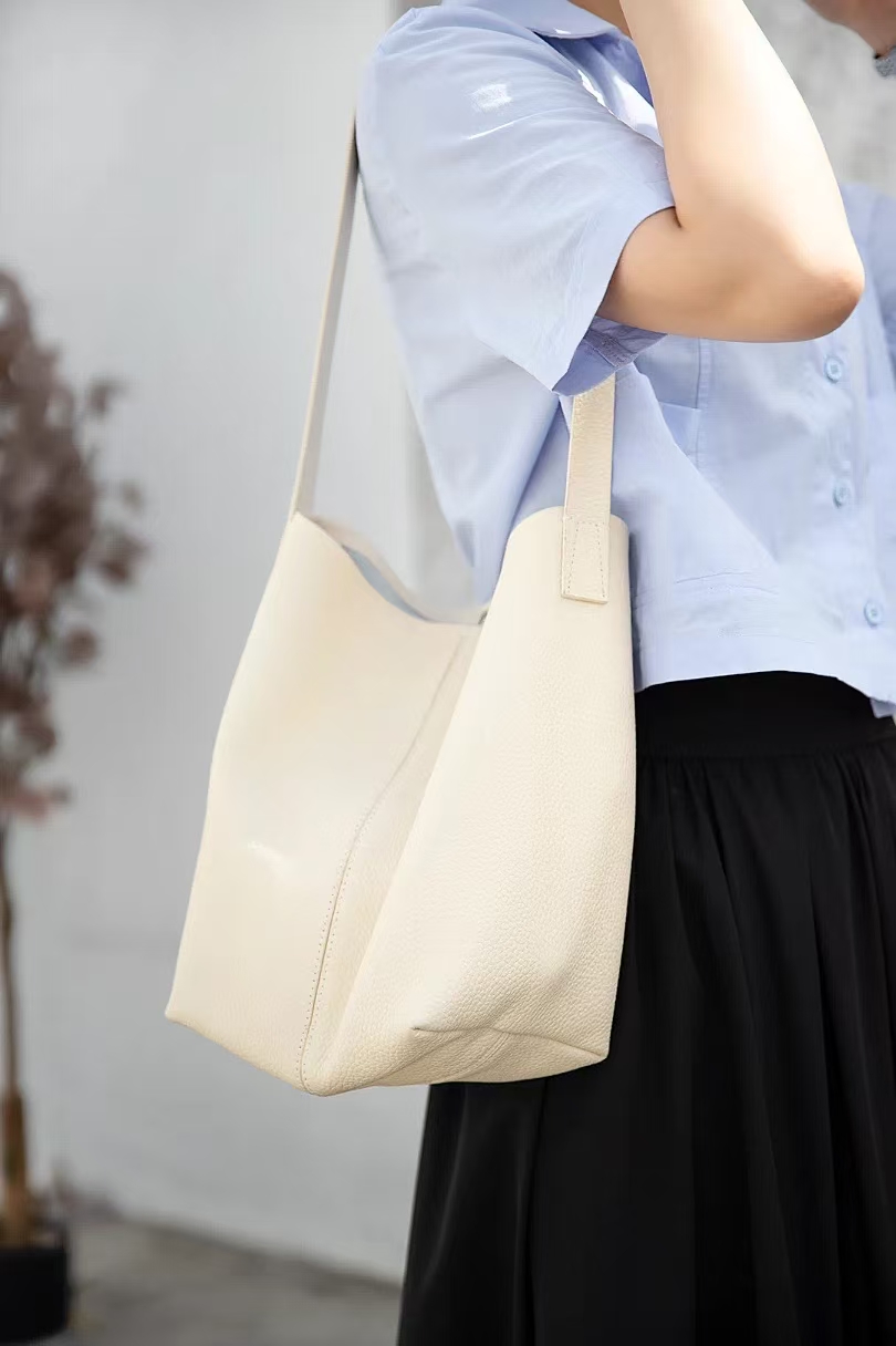 Top-Grain Full-Grain Cowhide Bucket Bag (with Inner Pouch) genuine leather shoulder bag