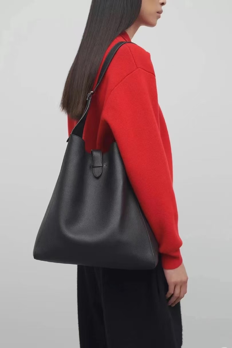 Top-Grain Full-Grain Cowhide Large Capacity Bucket Tote Shoulder Bag women's genuine leather bag