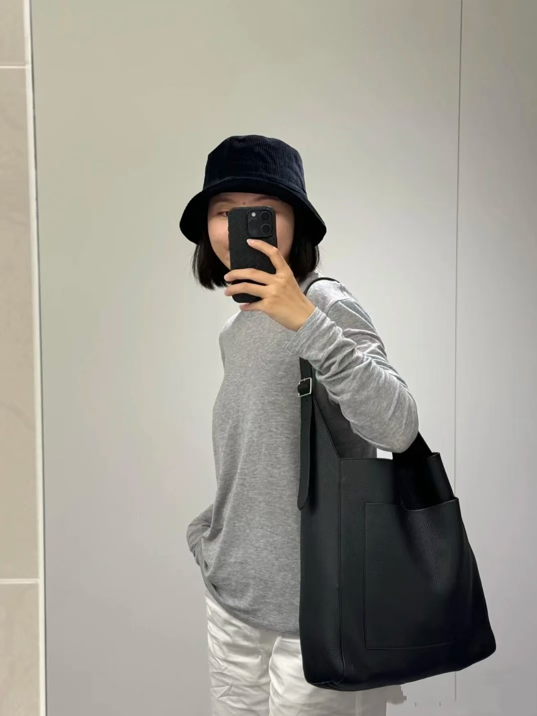Top-Grain Full-Grain Cowhide Large Capacity Bucket Tote Shoulder Bag women's genuine leather bag