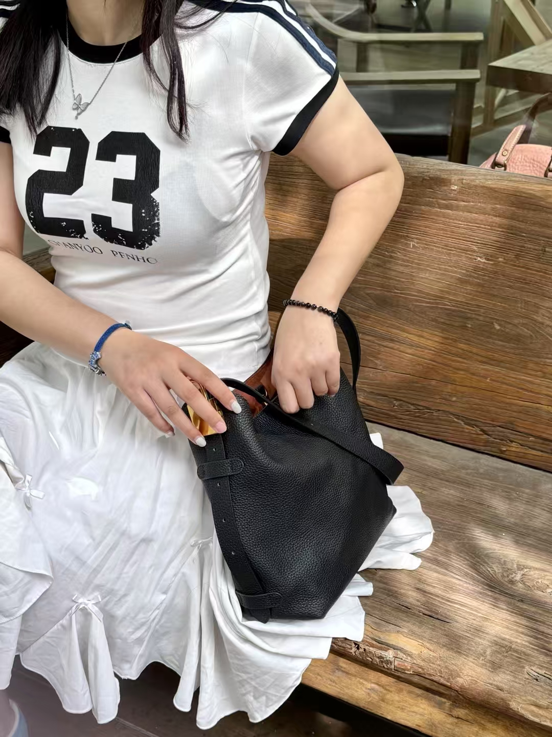 Top-Grain Full-Grain Cowhide Bucket genuine leather shoulder bag Crossbody Bag for women