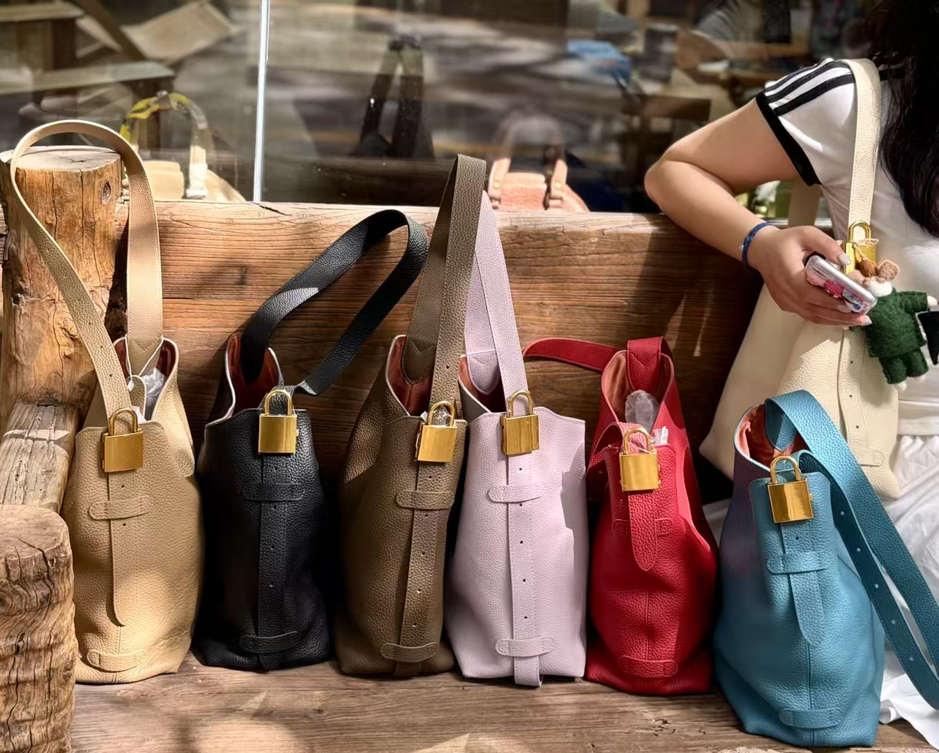 Top-Grain Full-Grain Cowhide Bucket genuine leather shoulder bag Crossbody Bag for women