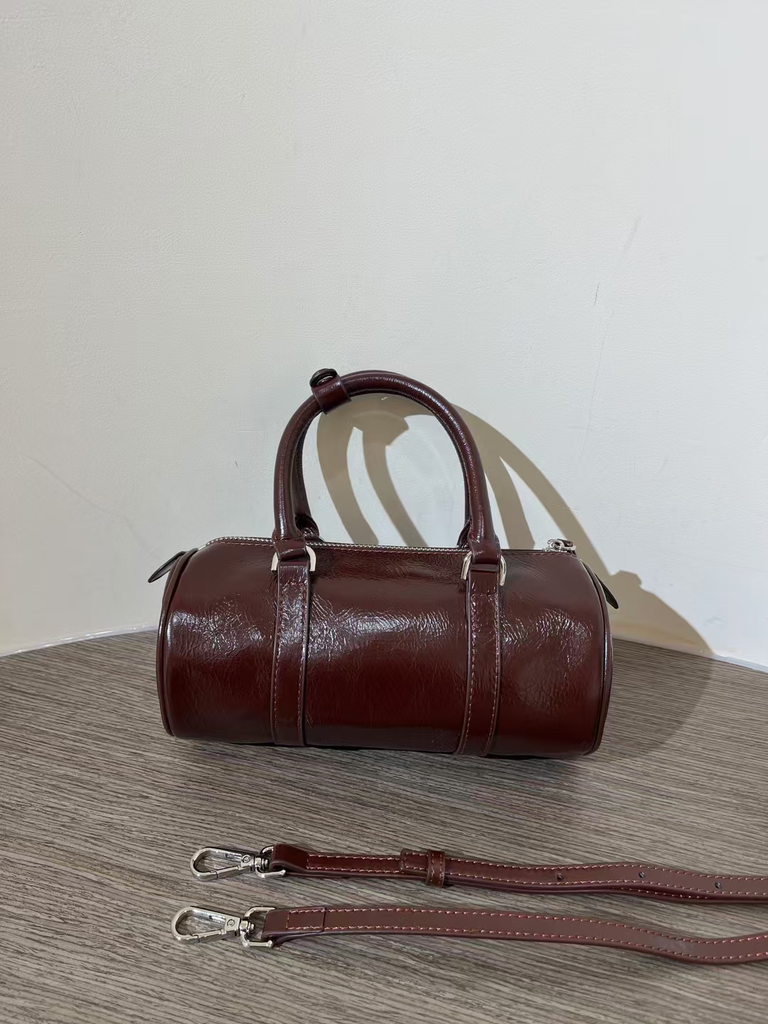 Top Grain Oil-Waxed Cowhide Cylindrical Pillow Bag  women's genuine leather handbag crossbody bag shoulder bag
