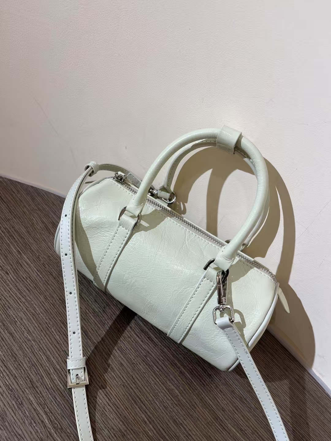 Top Grain Oil-Waxed Cowhide Cylindrical Pillow Bag  women's genuine leather handbag crossbody bag shoulder bag