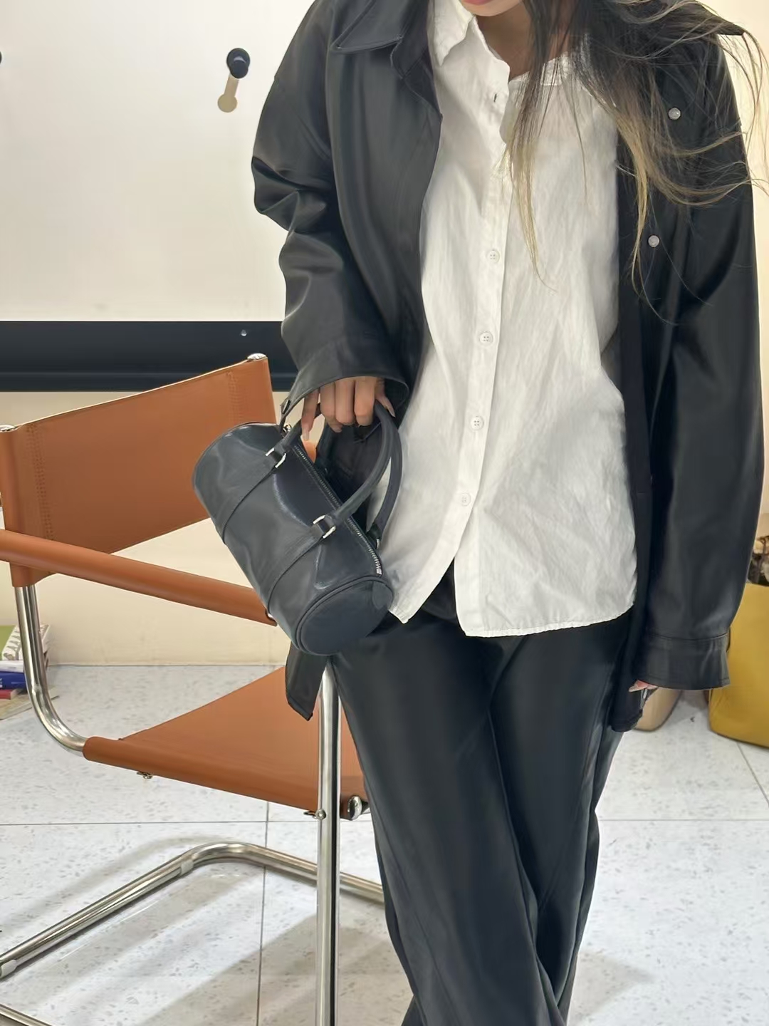 Top Grain Oil-Waxed Cowhide Cylindrical Pillow Bag  women's genuine leather handbag crossbody bag shoulder bag