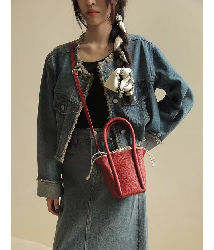 Top Grain Full-Grain Cowhide Handheld Crossbody Bag genuine leather shoulder bag handbag