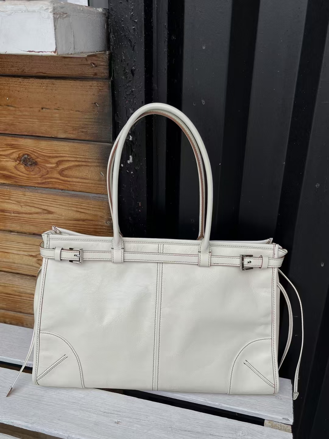 Top Grain Oil-Waxed Cowhide Large Capacity Tote Handheld Crossbody Bag genuine leather shoulder bag handbag