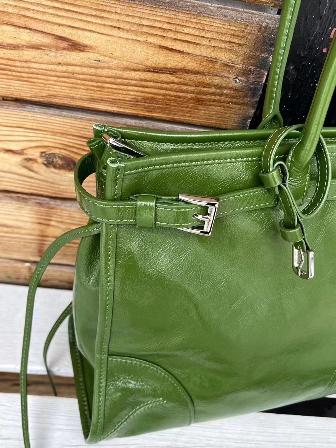 Top Grain Oil-Waxed Cowhide Large Capacity Tote Handheld Crossbody Bag genuine leather shoulder bag handbag
