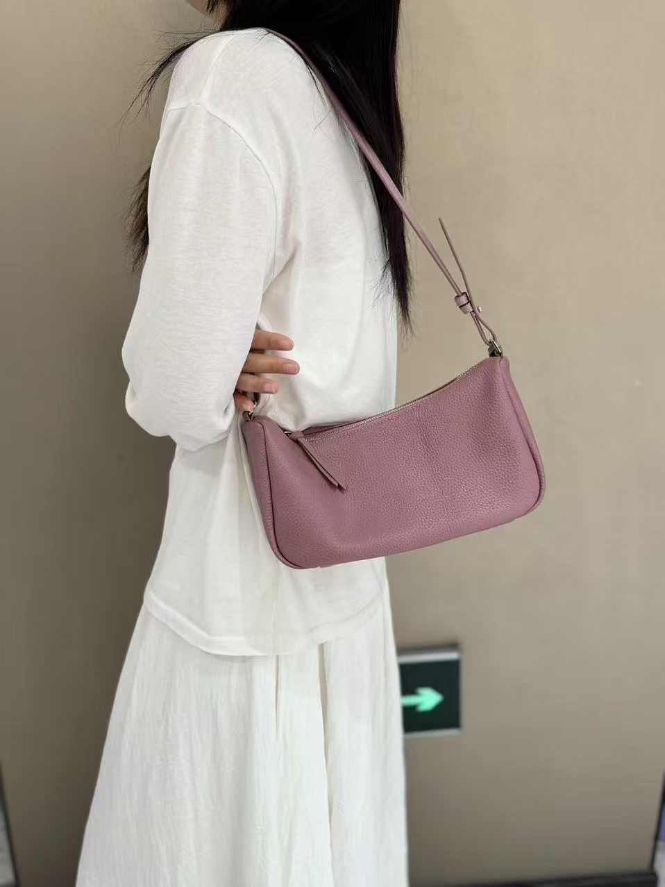 Top-Grain Cowhide Naturally Tumbled Single Shoulder Crossbody Bag genuine leather shoulder bag
