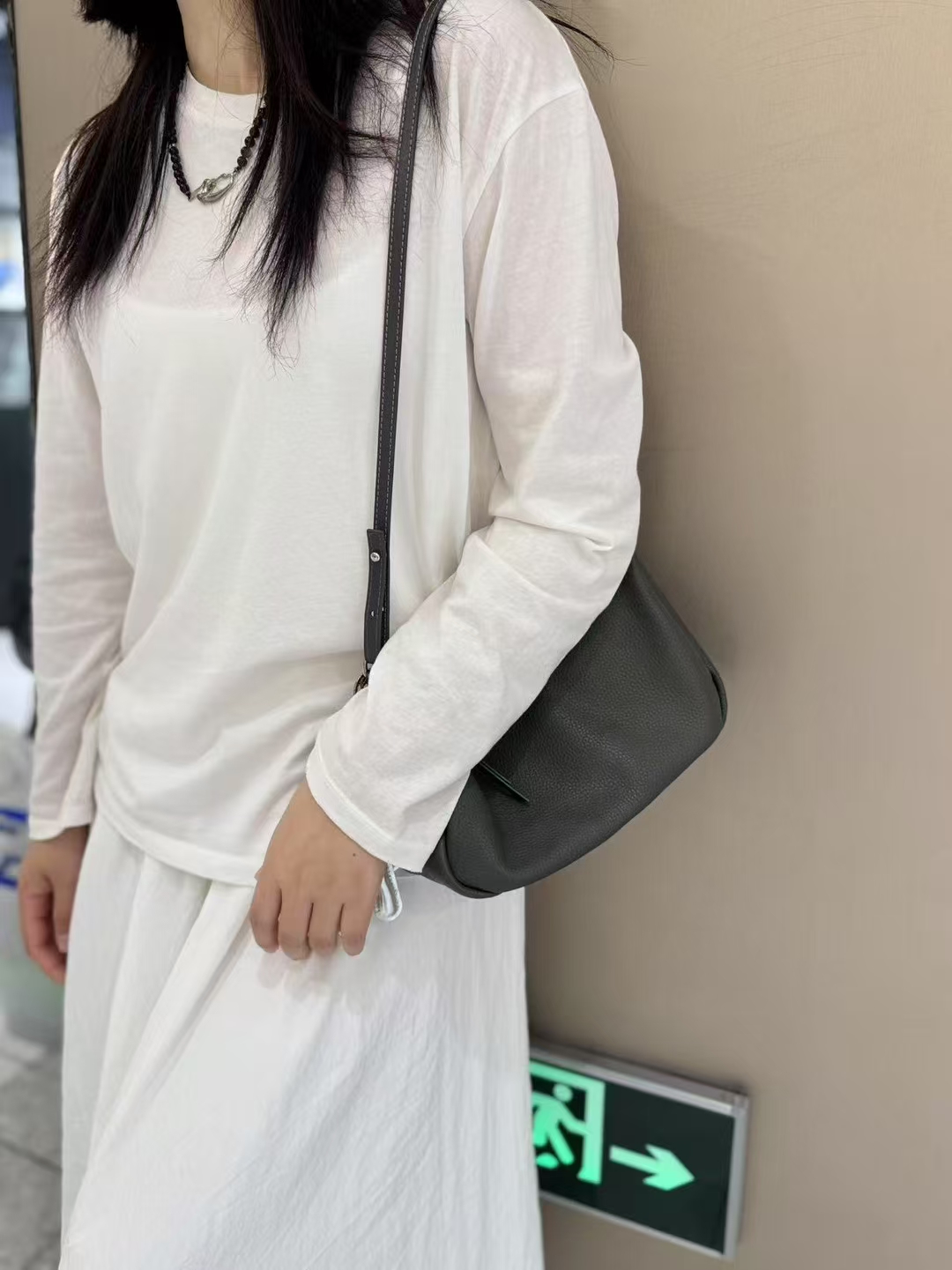 Top-Grain Cowhide Naturally Tumbled Single Shoulder Crossbody Bag genuine leather shoulder bag