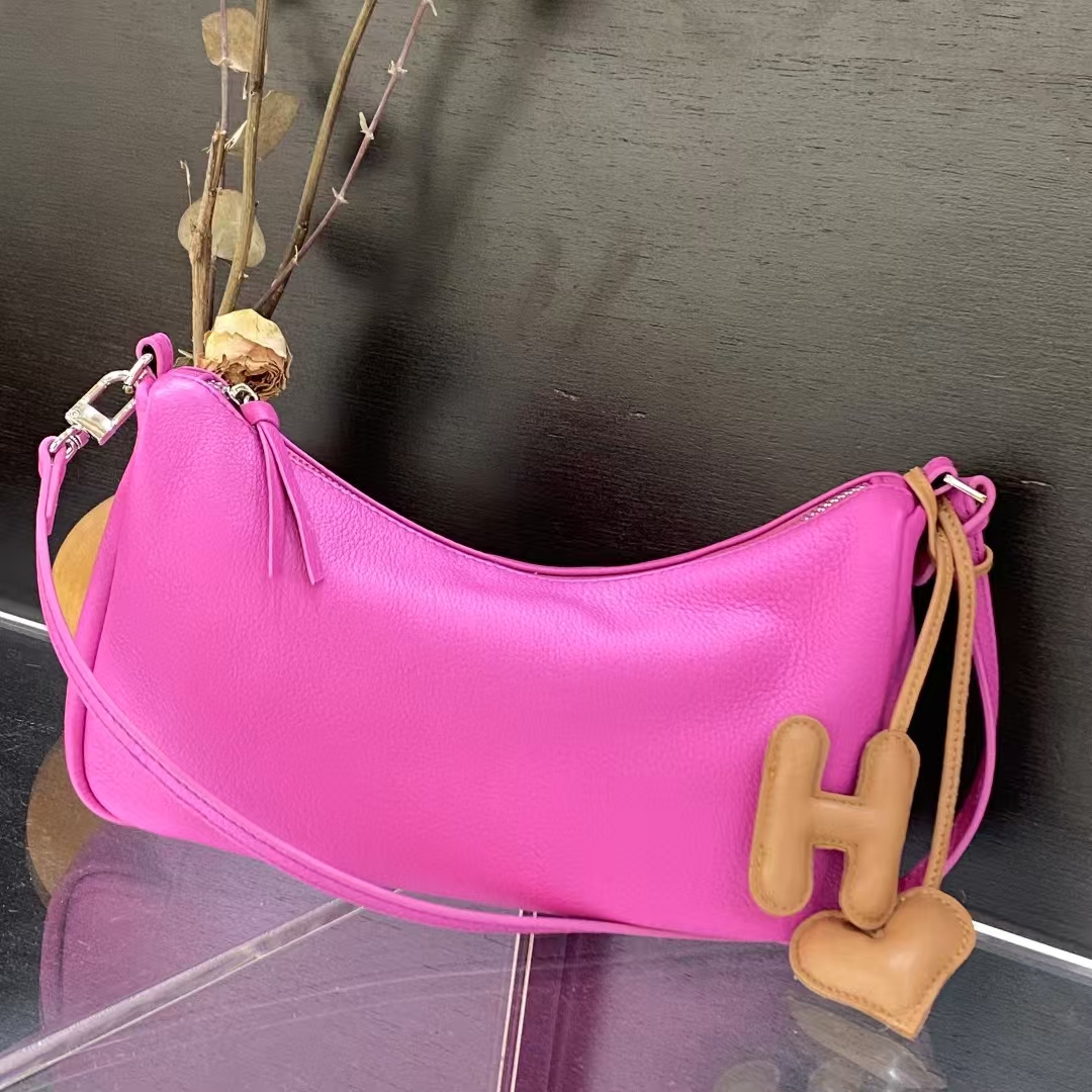 Top-Grain Cowhide Naturally Tumbled Single Shoulder Crossbody Bag genuine leather shoulder bag