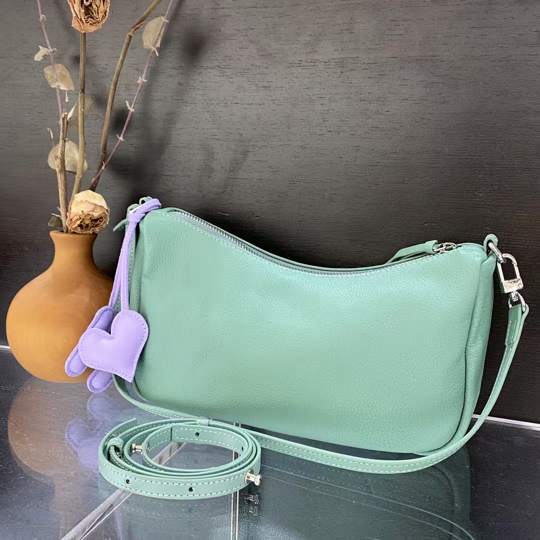 Top-Grain Cowhide Naturally Tumbled Single Shoulder Crossbody Bag genuine leather shoulder bag