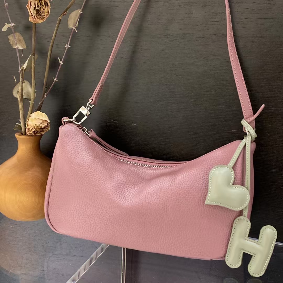 Top-Grain Cowhide Naturally Tumbled Single Shoulder Crossbody Bag genuine leather shoulder bag