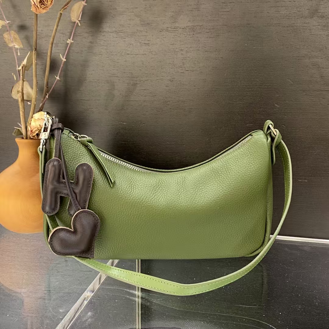 Top-Grain Cowhide Naturally Tumbled Single Shoulder Crossbody Bag genuine leather shoulder bag