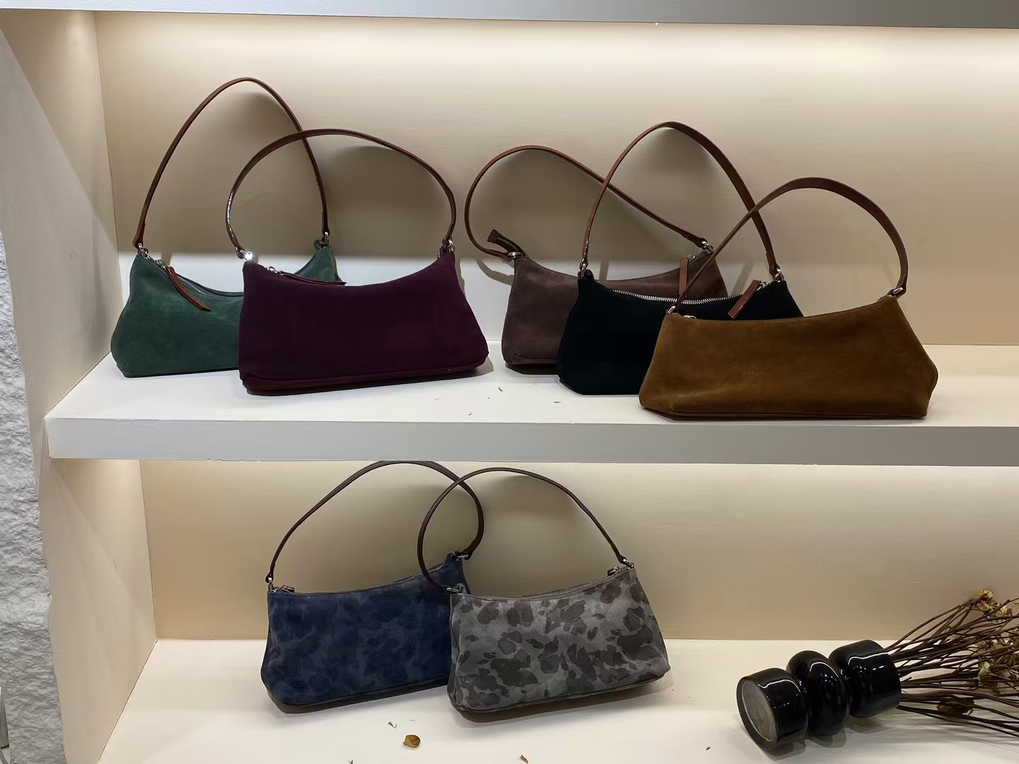 Top-Grain High-Gloss Suede Cowhide Underarm Baguette Bag  Fashion Bags for Women shoulder bag