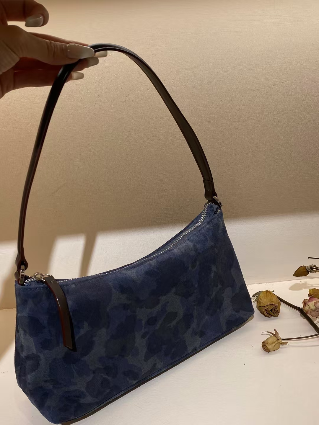 Top-Grain High-Gloss Suede Cowhide Underarm Baguette Bag  Fashion Bags for Women shoulder bag