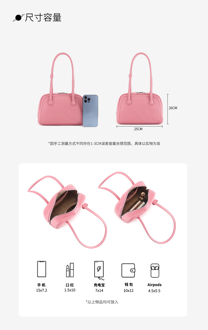 A-Grade Goatskin genuine leather Underarm Handheld handbag Shoulder Bag