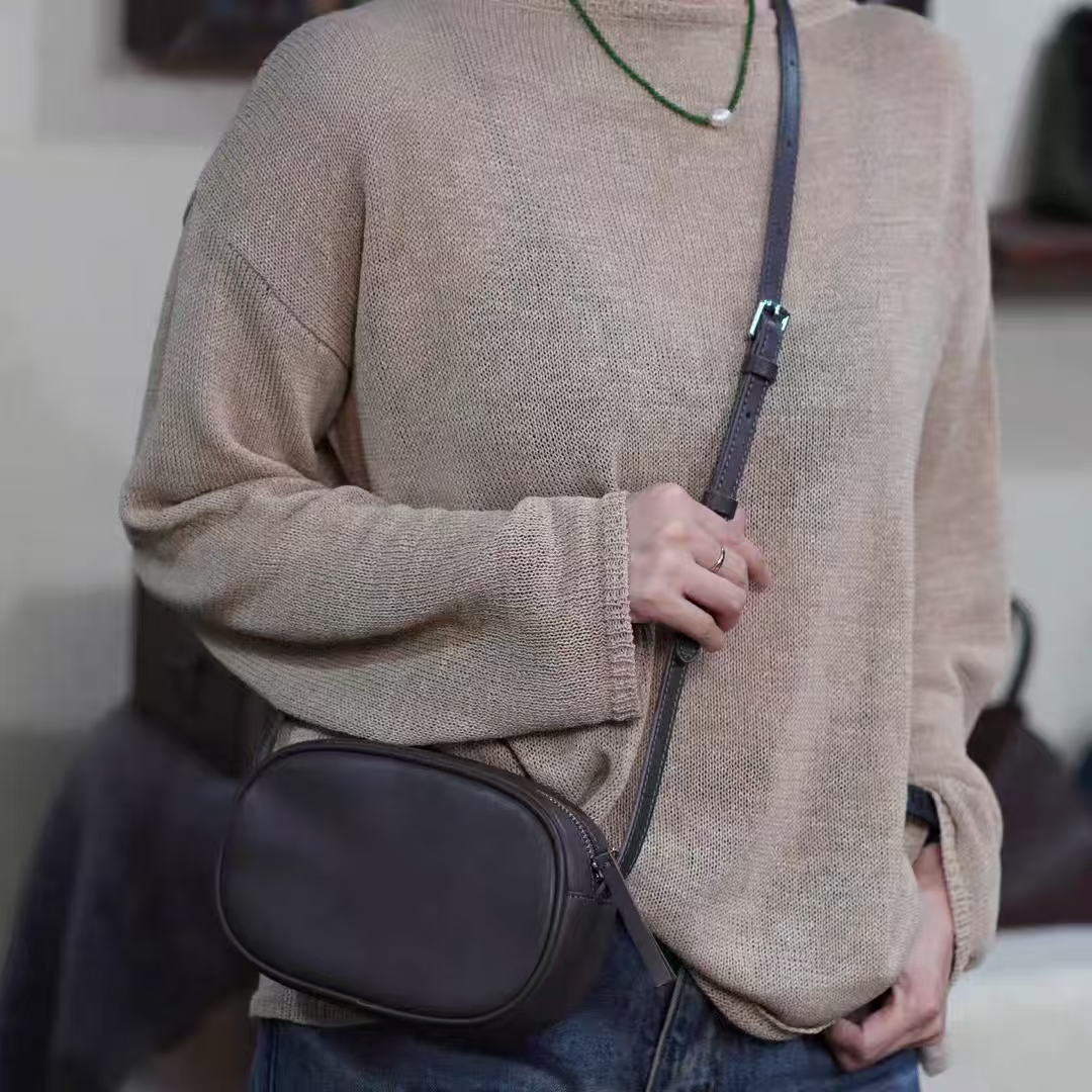 A-Grade Sheepskin Oval Bag genuine leather Mini Shoulder Bag crossbody bag for Women