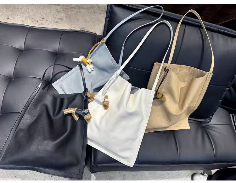Top Grain Cowhide Natural Crash Casual  genuine leather Tote Bag Large Capacity Shoulder Bag