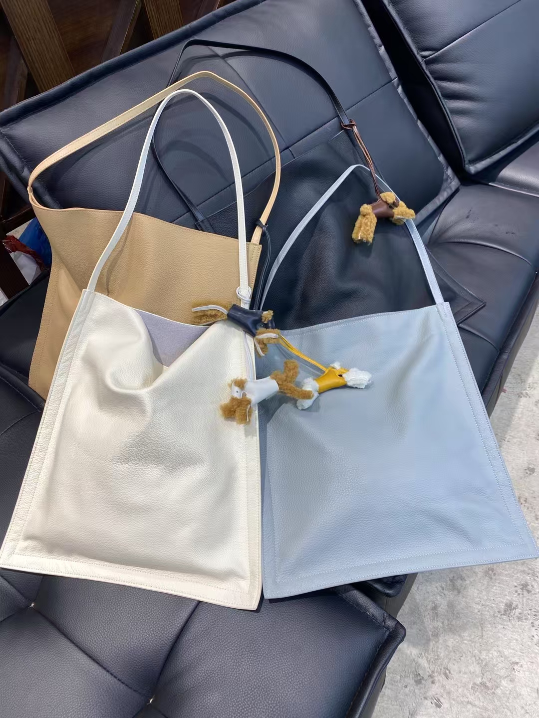 Top Grain Cowhide Natural Crash Casual  genuine leather Tote Bag Large Capacity Shoulder Bag
