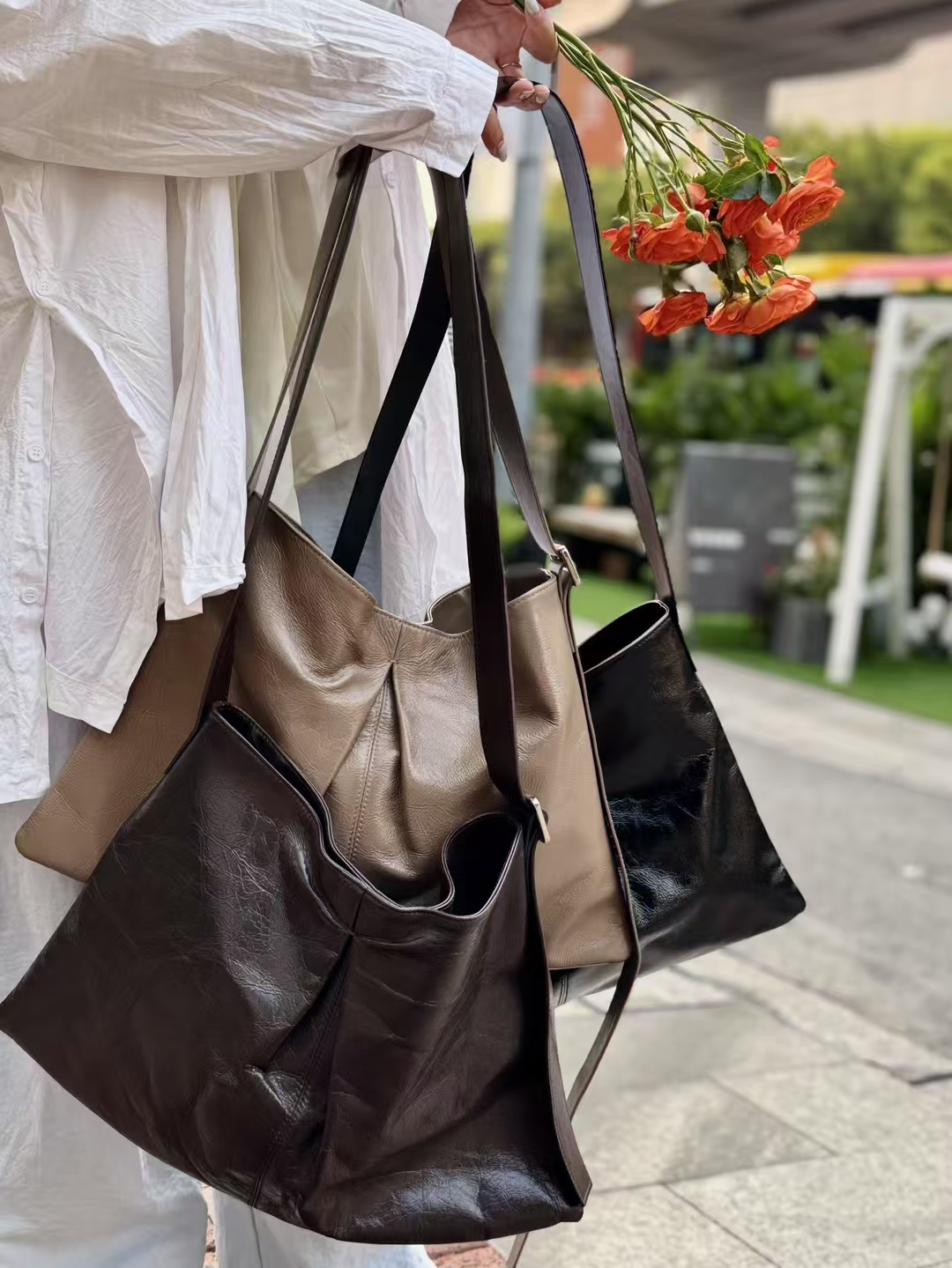 Top-Grain Oil-Waxed Cowhide Large-Capacity genuine leatherTote bag genuine leather Shoulder Bag