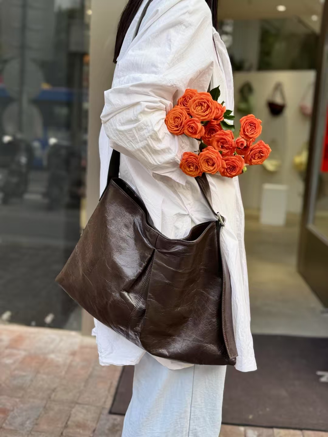 Top-Grain Oil-Waxed Cowhide Large-Capacity genuine leatherTote bag genuine leather Shoulder Bag