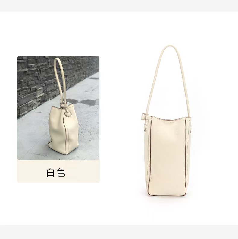 Top-Grain Full-Grain Cowhide Shoulder leather Toast Bucket Bag genuine leather women's shoulder bag